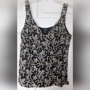 GAP Black and Cream Floral Top